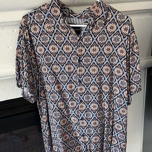 Denim & flower button down short sleeve soft